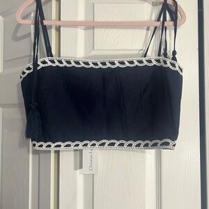 Christian Lacroix Blue and White Fitted Crop Camisole